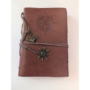 Vintage Nautical Spiral Notebook Refillable Leather Writing Journal Notebook